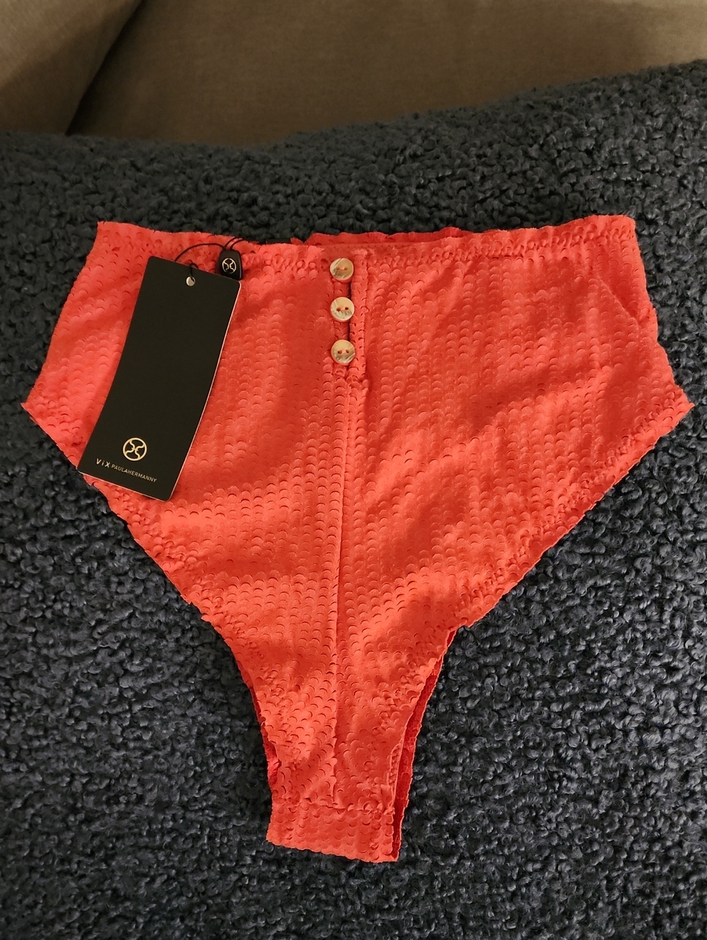 NEW! VIX PAULA HERMANNY SZ S Mermaid Scales Bela Hot Pant Coral with Buttons